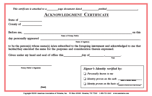 notarial certificate example